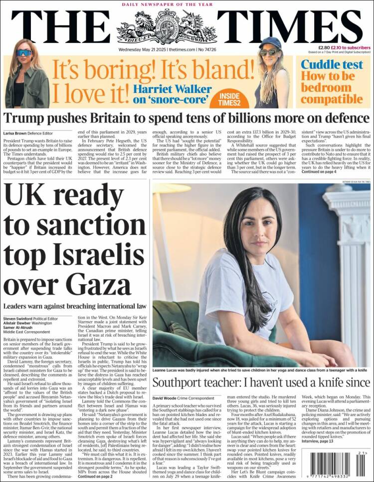 Portada de The Times (Royaume-Uni)