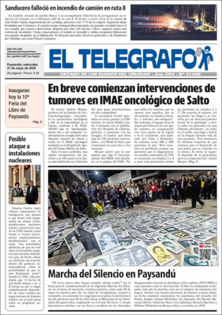 Portada de El Telégrafo (Uruguay)