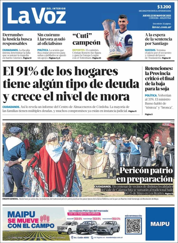 Portada de La Voz del Interior (Argentina)
