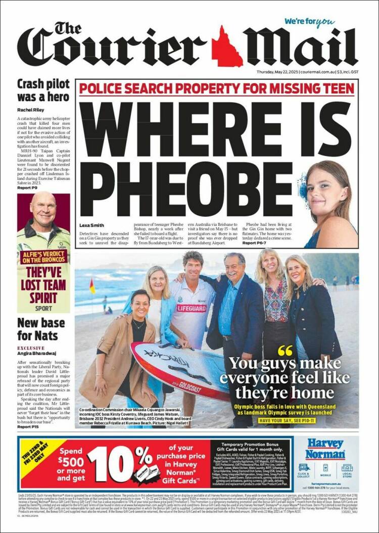 Portada de The Courier-Mail (Australie)