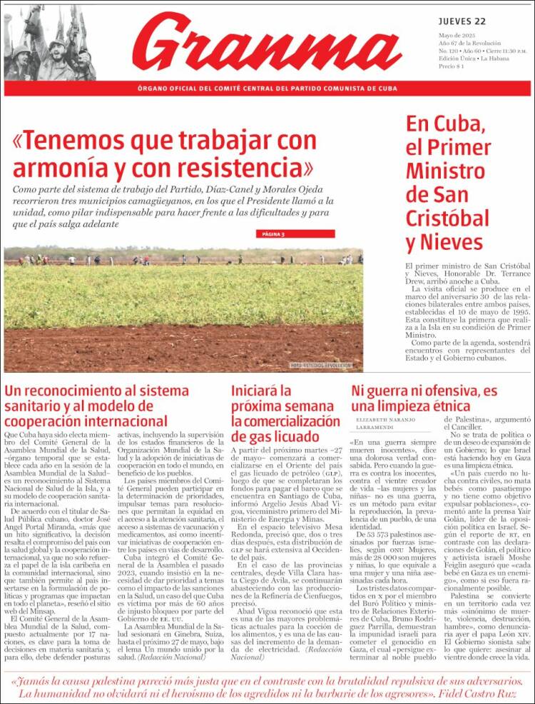 Portada de Granma (Cuba)