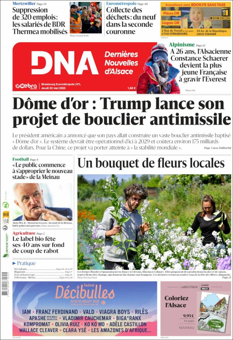 Portada de Les Dernières Nouvelles d'Alsace (France)