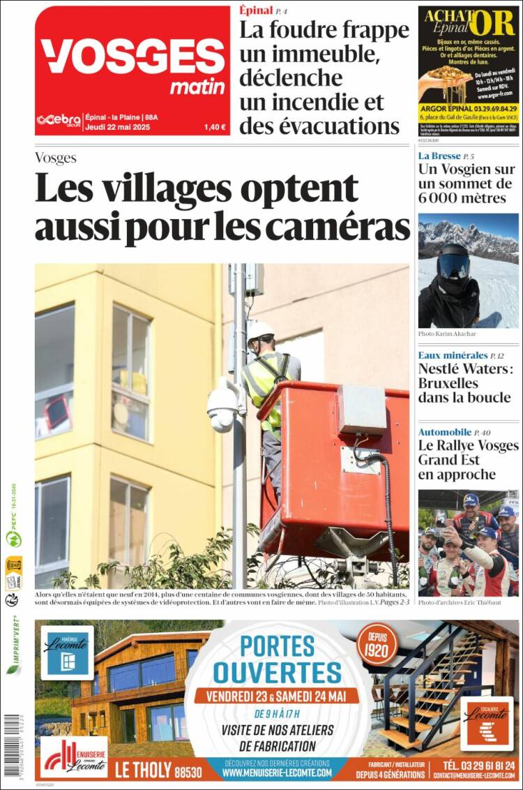 Portada de Vosges Matin (France)