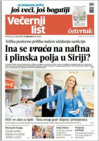 Portada de Večernji (Croatie)