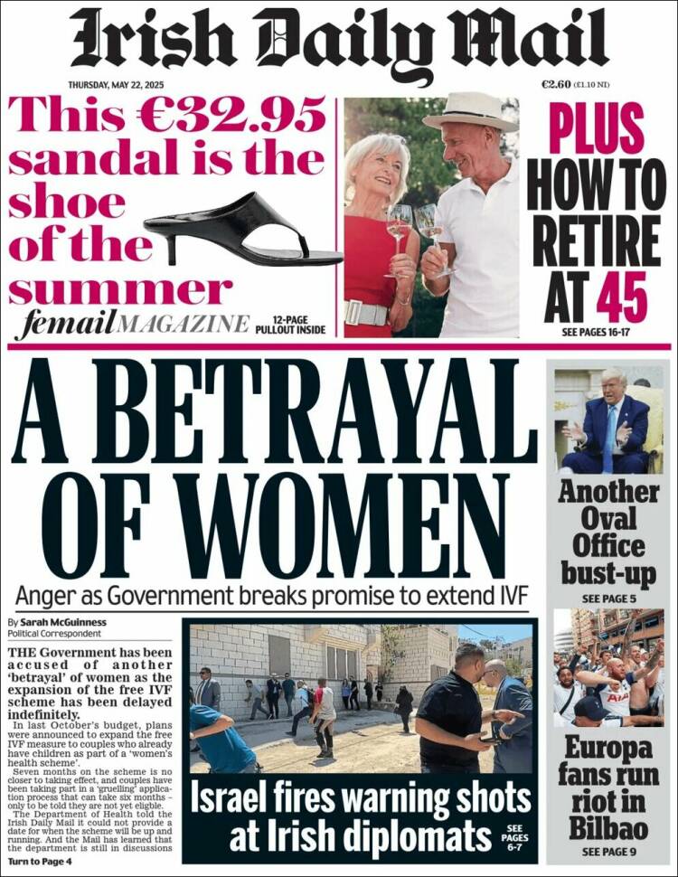Portada de Irish Daily Mail (Irlande)