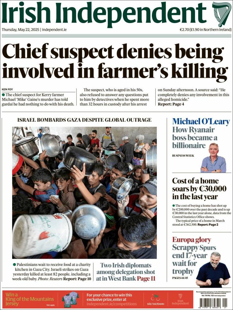 Portada de Irish Independent (Irlande)