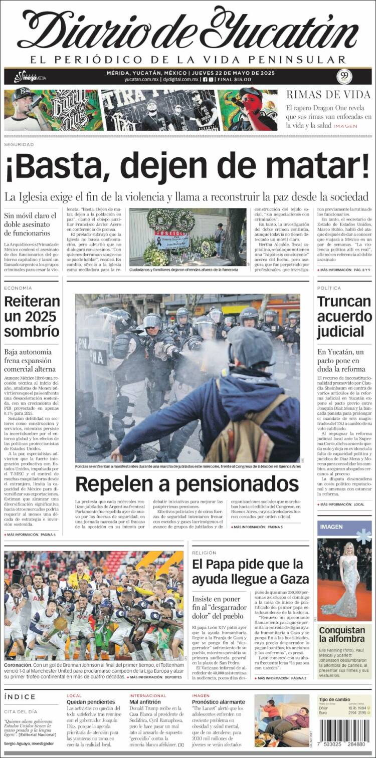 Portada de Diario de Yucatán (México)