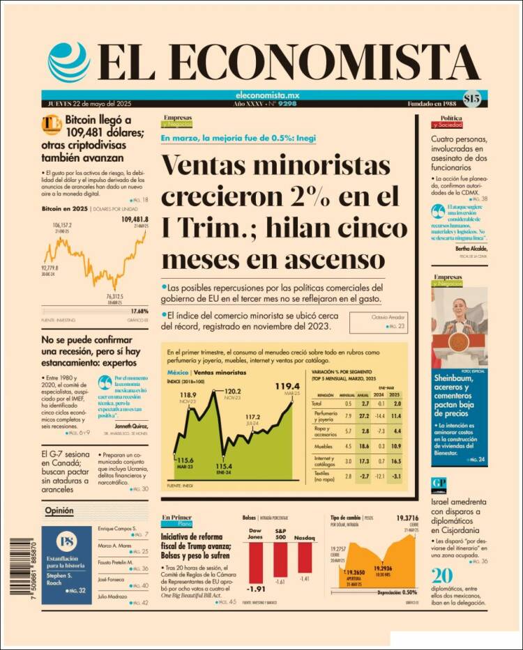 Portada de El Economista (Mexique)