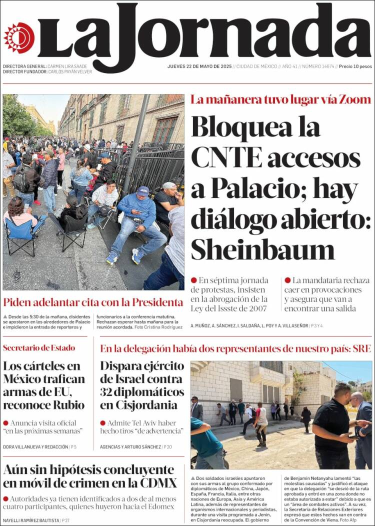 Portada de La Jornada (México)