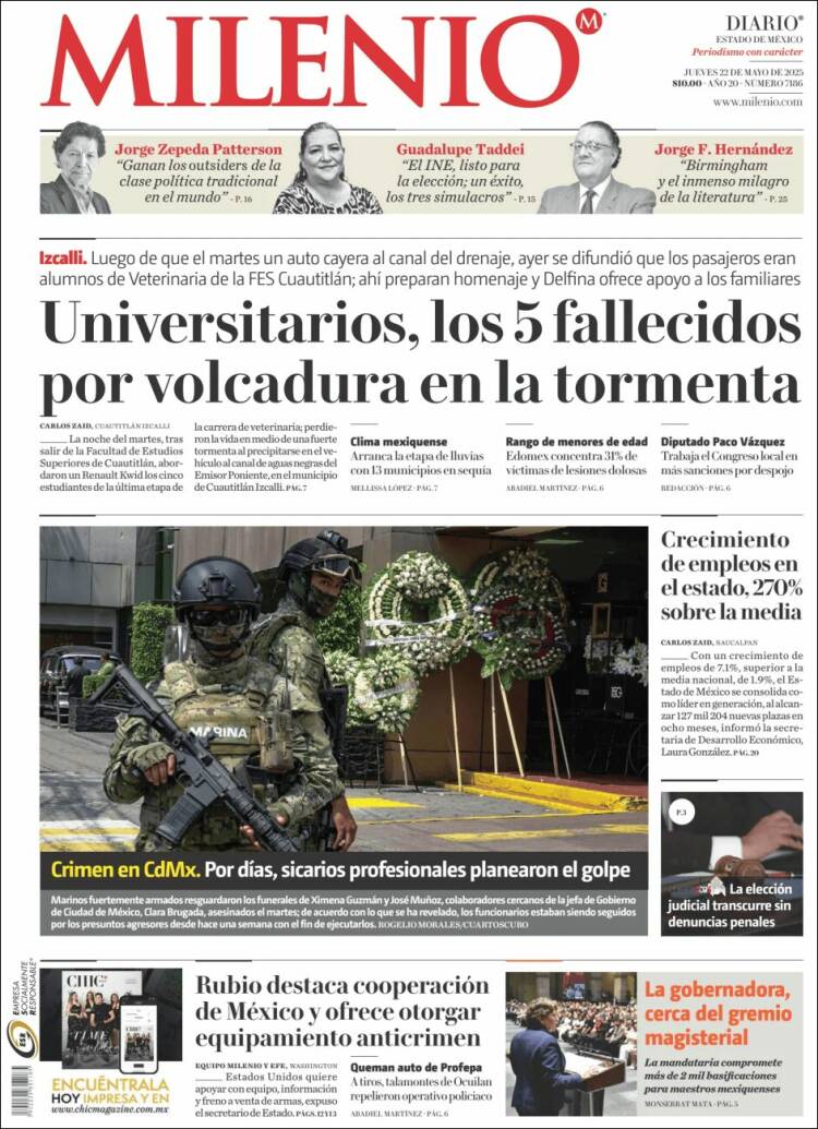 Portada de Milenio - Estado de México (México)