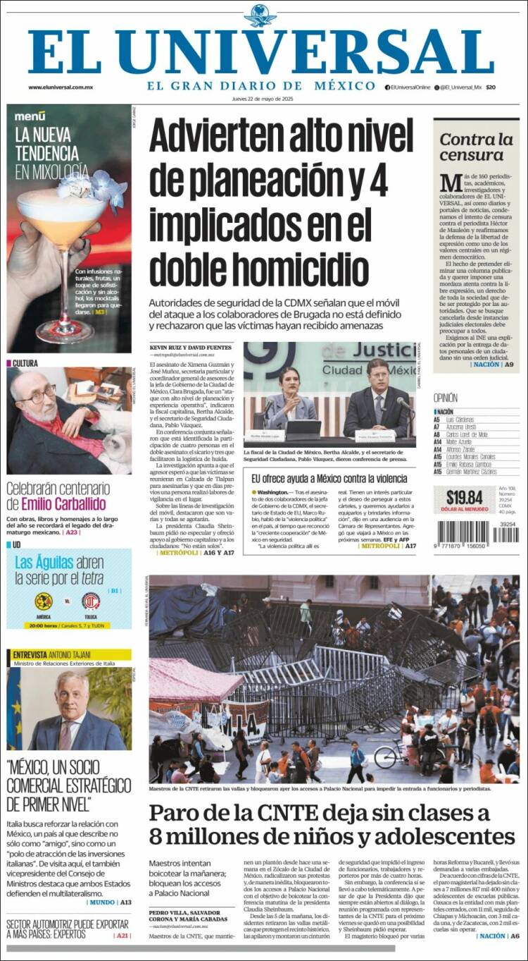 Portada de El Universal (México)