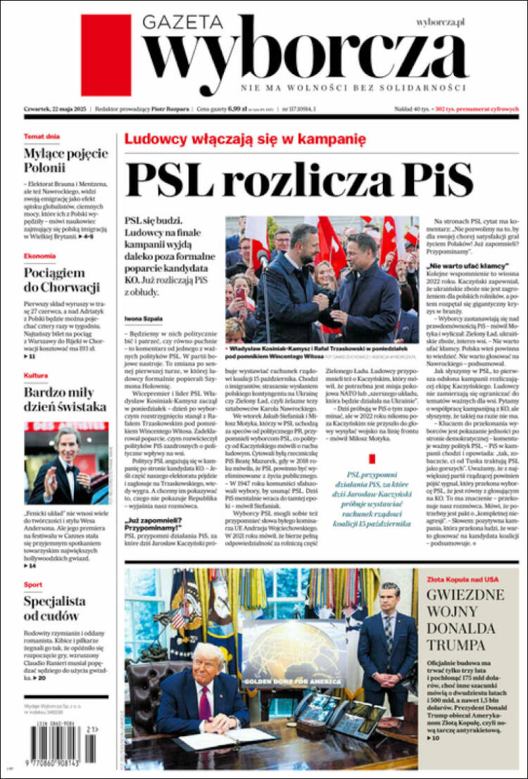 Portada de Gazeta Wyborcza (Pologne)