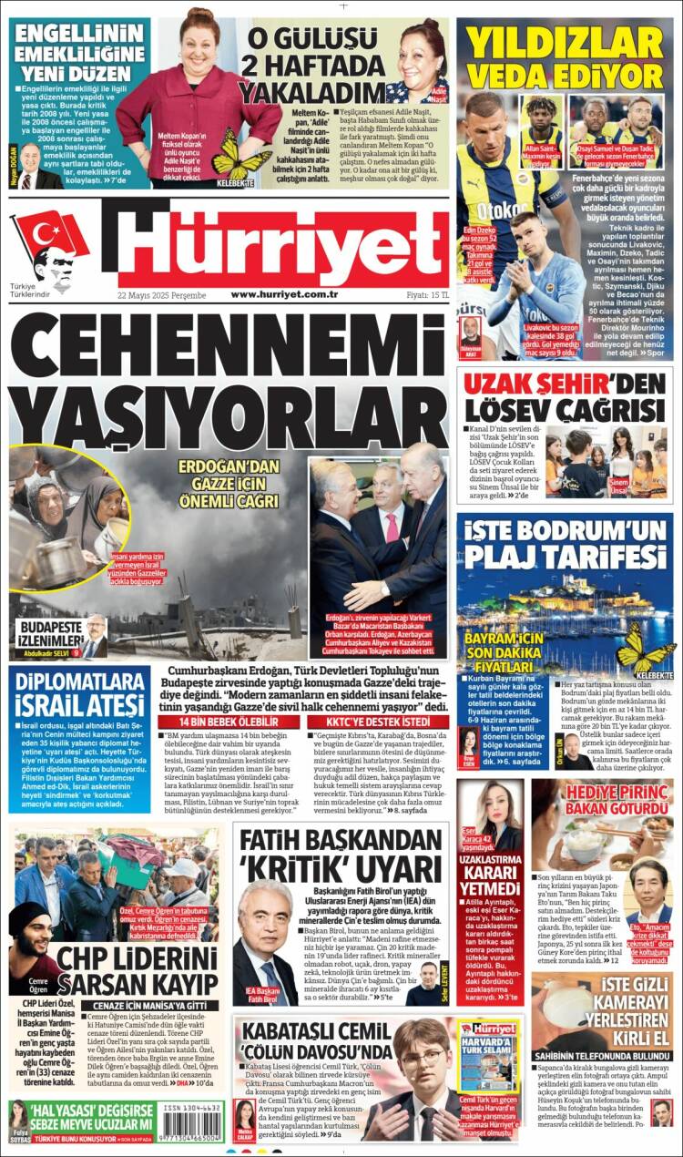 Portada de Hürriyet (Turquie)