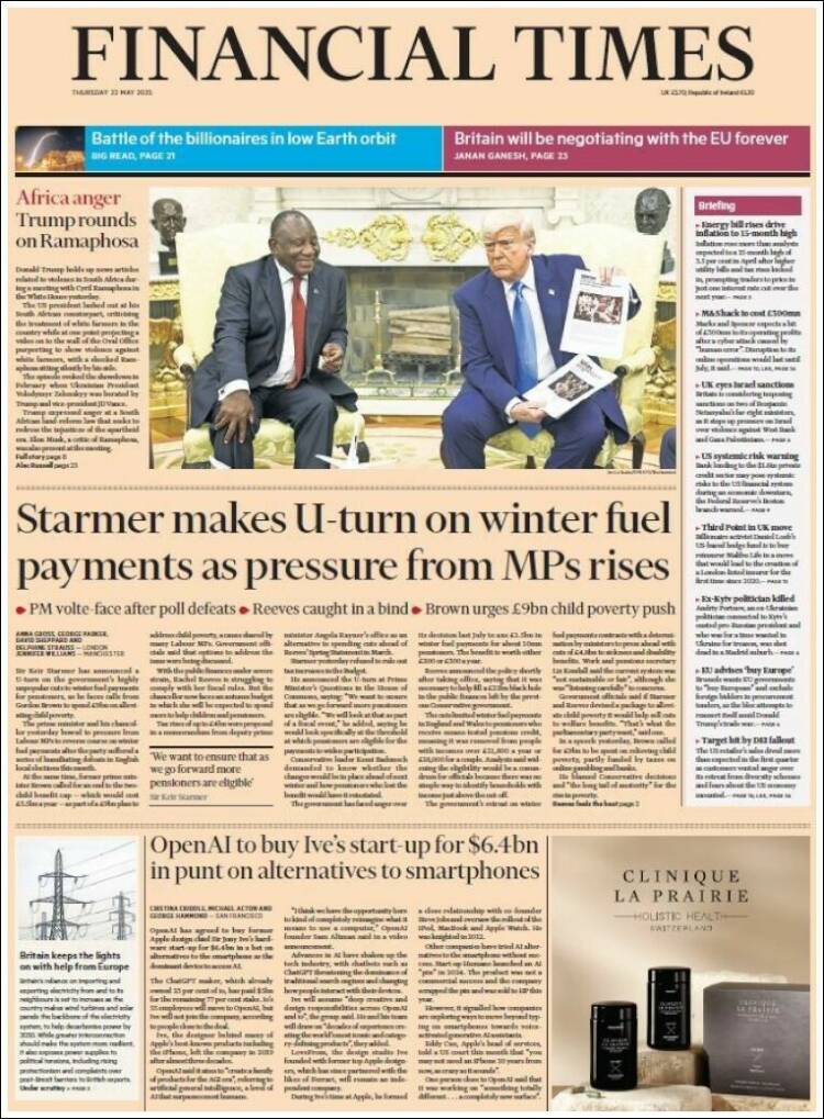Portada de Financial Times (Reino Unido)
