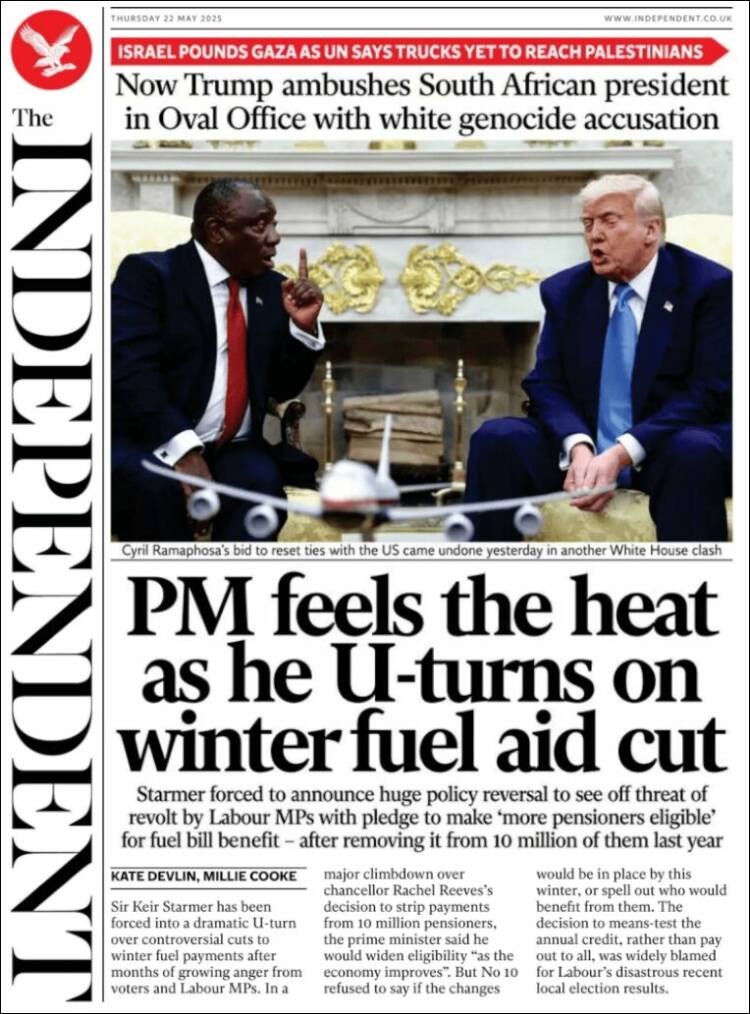 Portada de The Independent (Royaume-Uni)