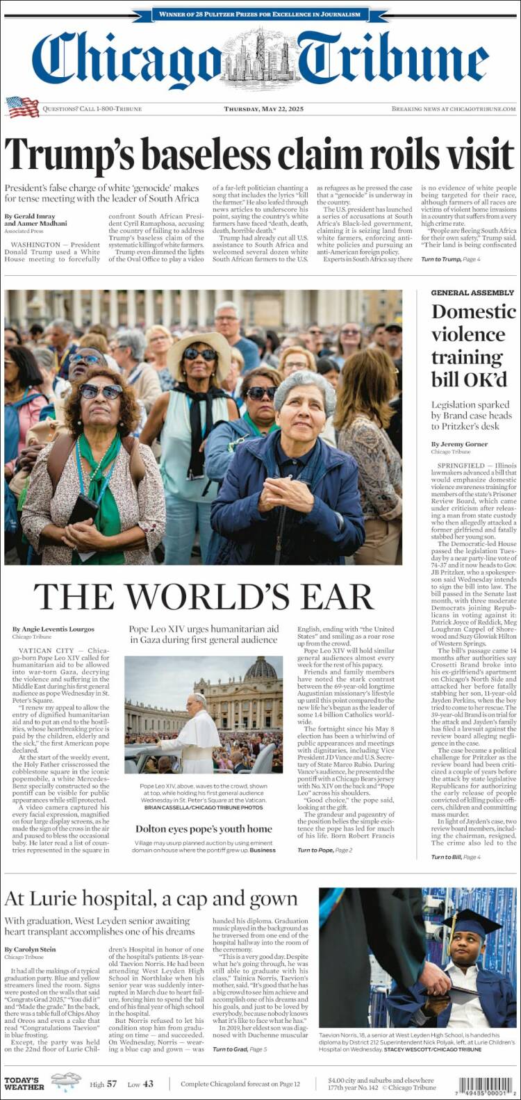 Portada de Chicago Tribune (USA)