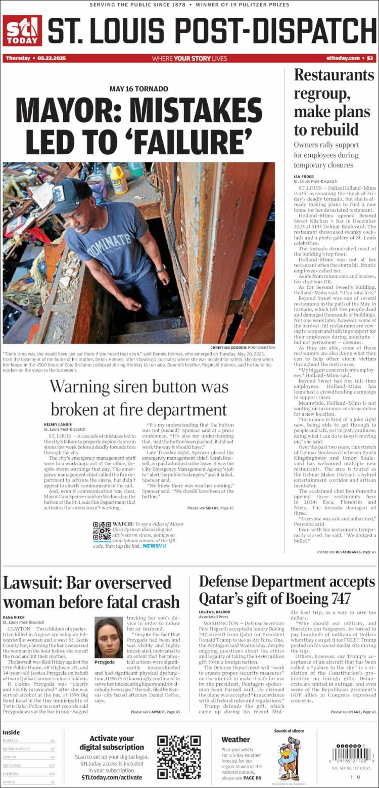 Portada de St. Louis Post-Dispatch (USA)