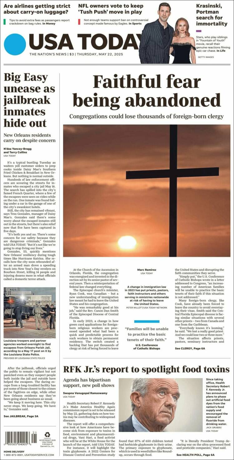 Portada de USA Today (USA)