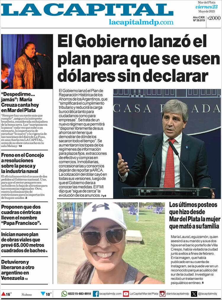 Portada de Diario La Capital - Mar del Plata (Argentine)