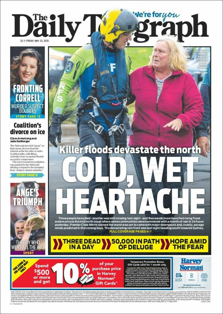 Portada de The Daily Telegraph (Australie)