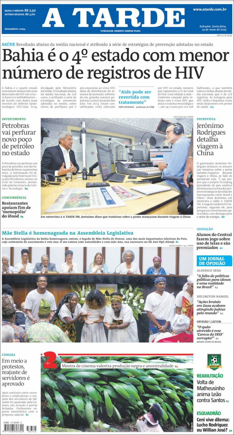 Portada de Diário A Tarde (Brésil)