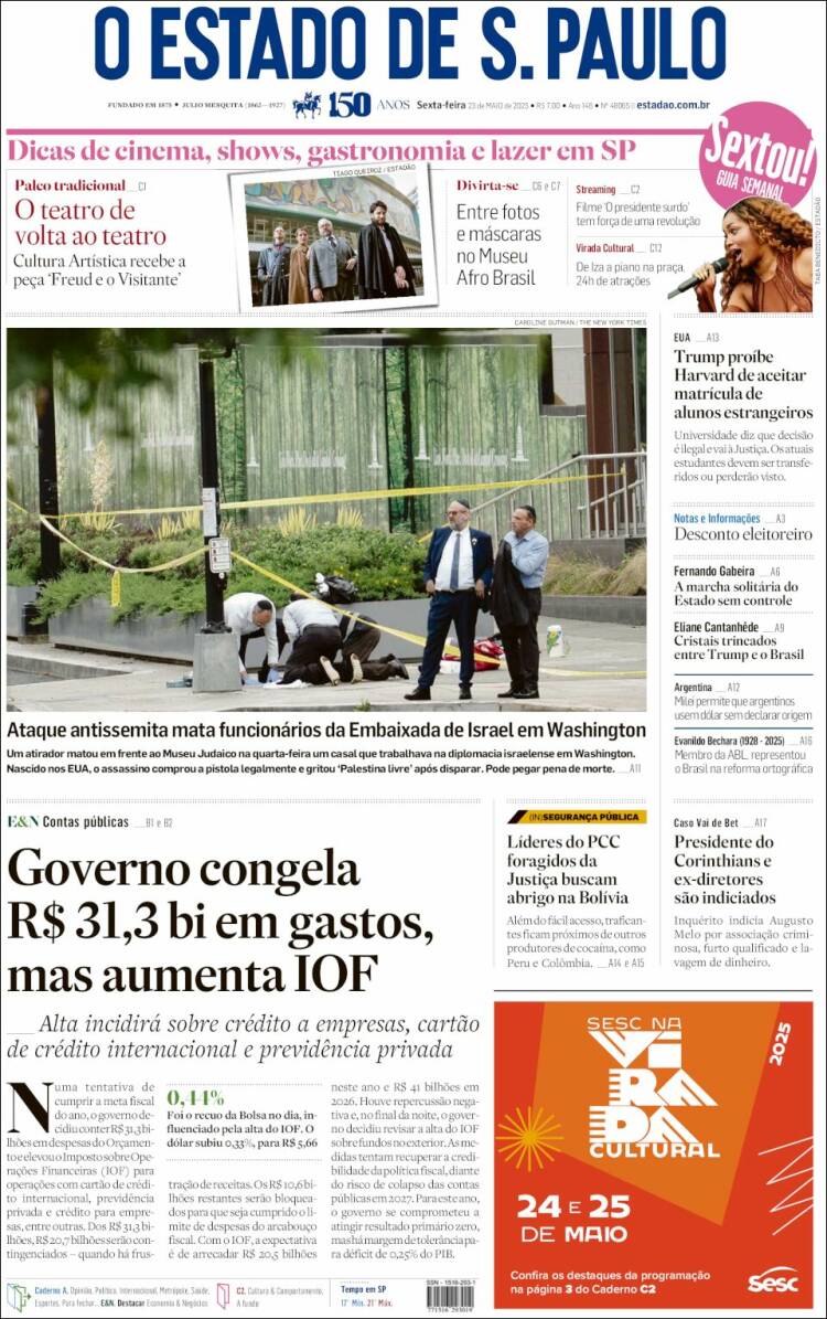 Portada de O Estado de São Paulo (Brésil)