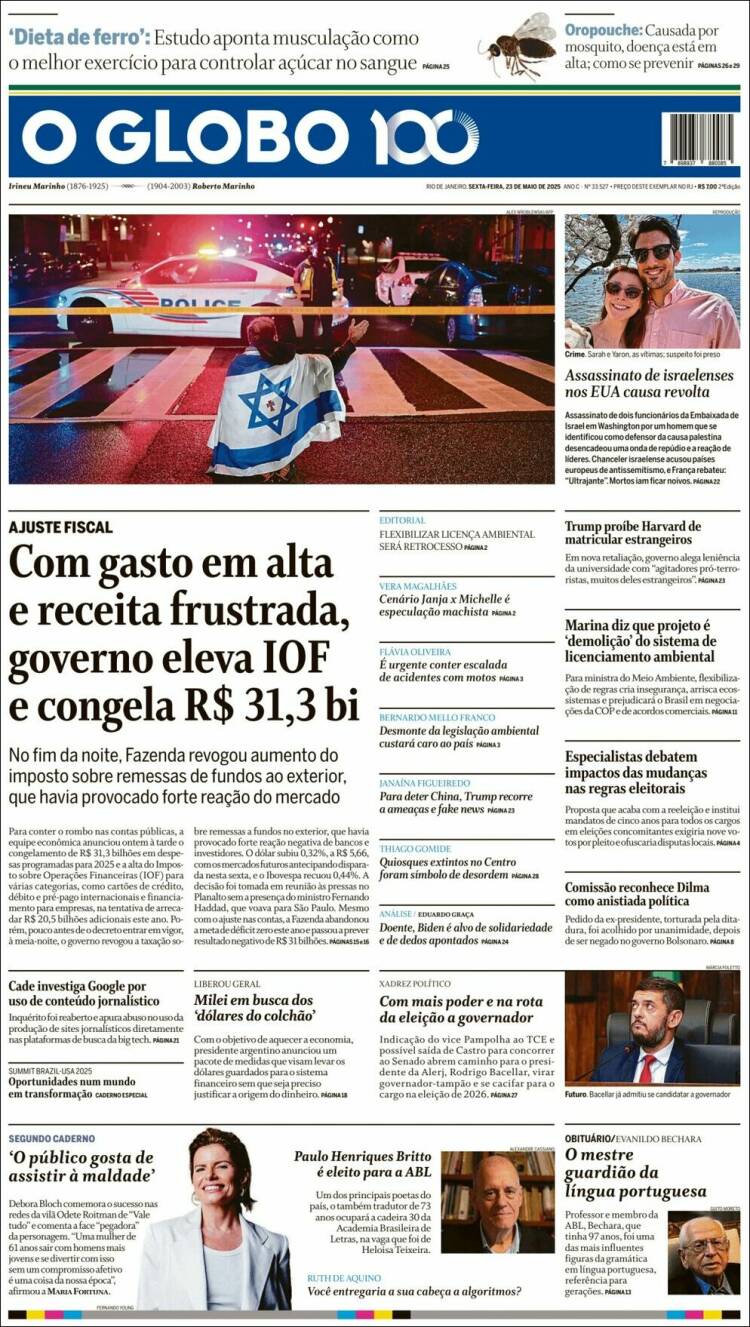 Portada de O Globo (Brésil)