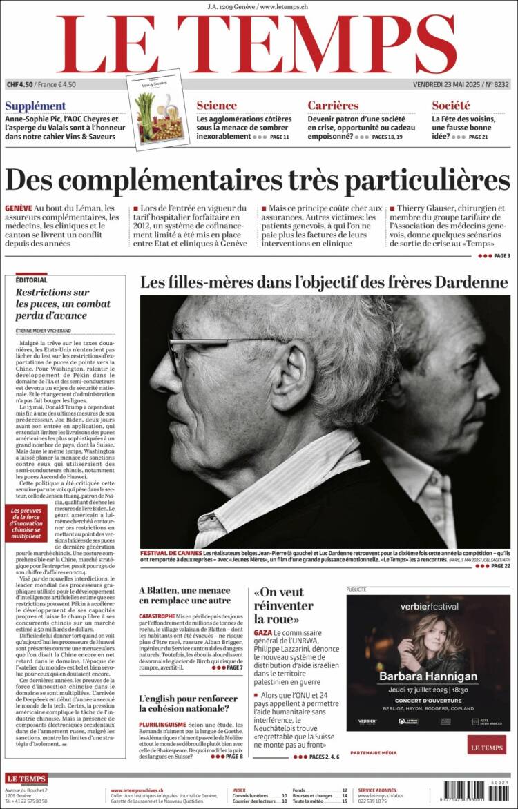 Portada de Le Matin (Suisse)