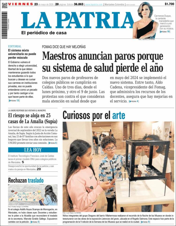Portada de La Patria (Colombie)