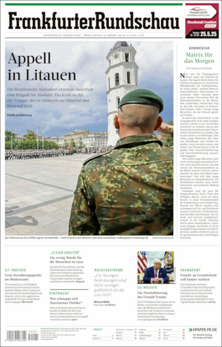 Portada de Frankfurter Rundschau (Allemagne)