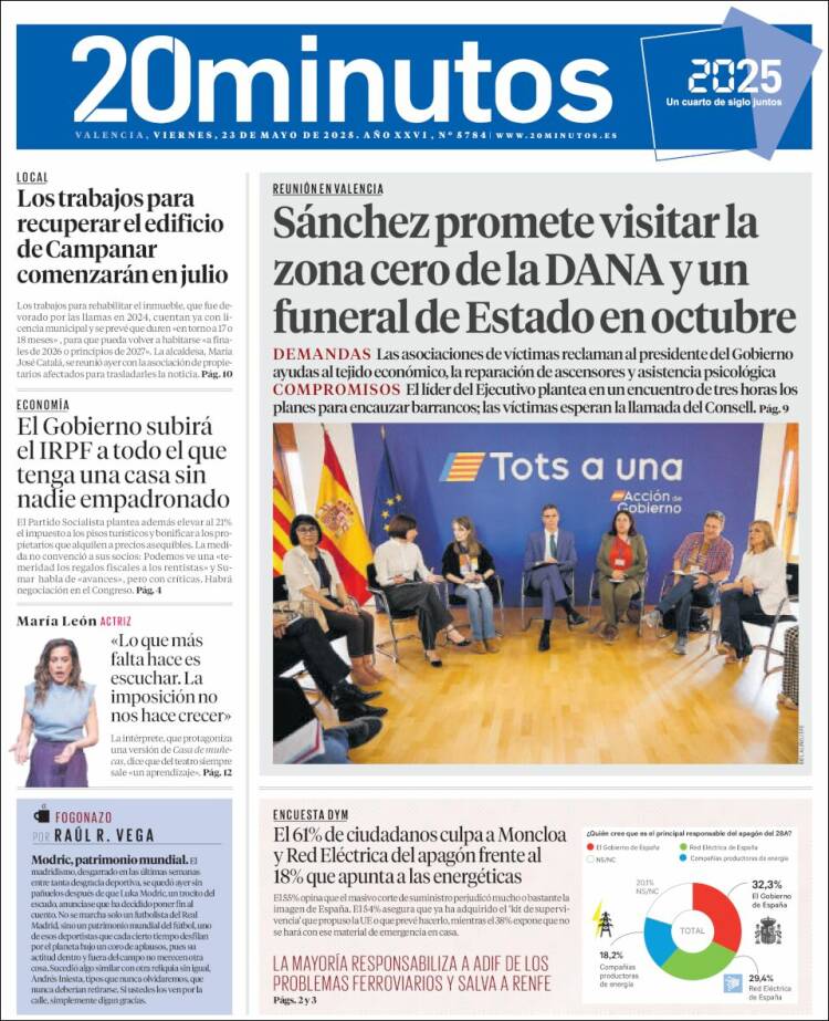 Portada de 20 Minutos - Valencia (Espagne)