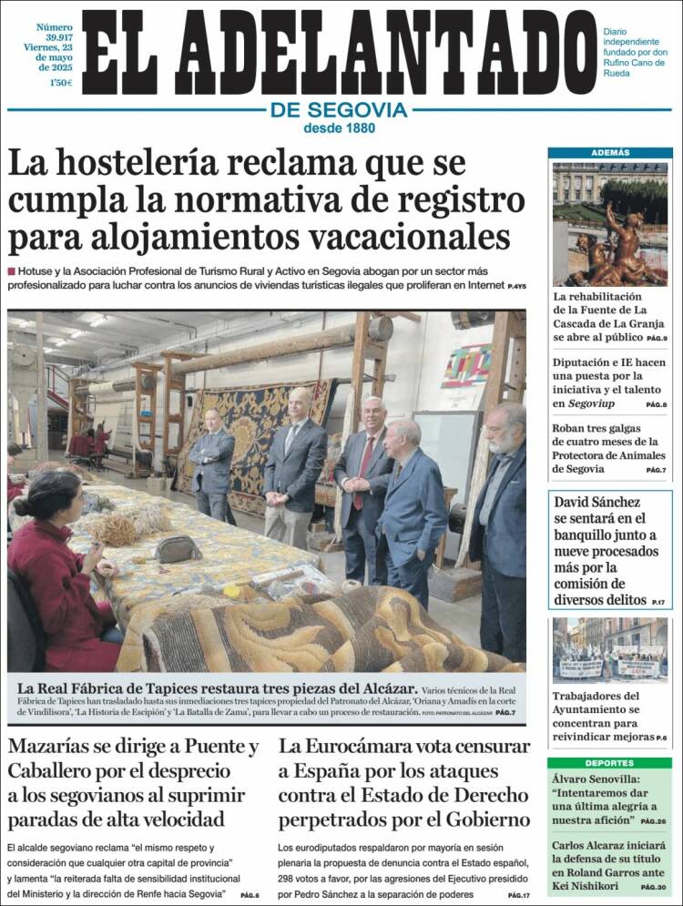Portada de El Adelantado de Segovia (España)