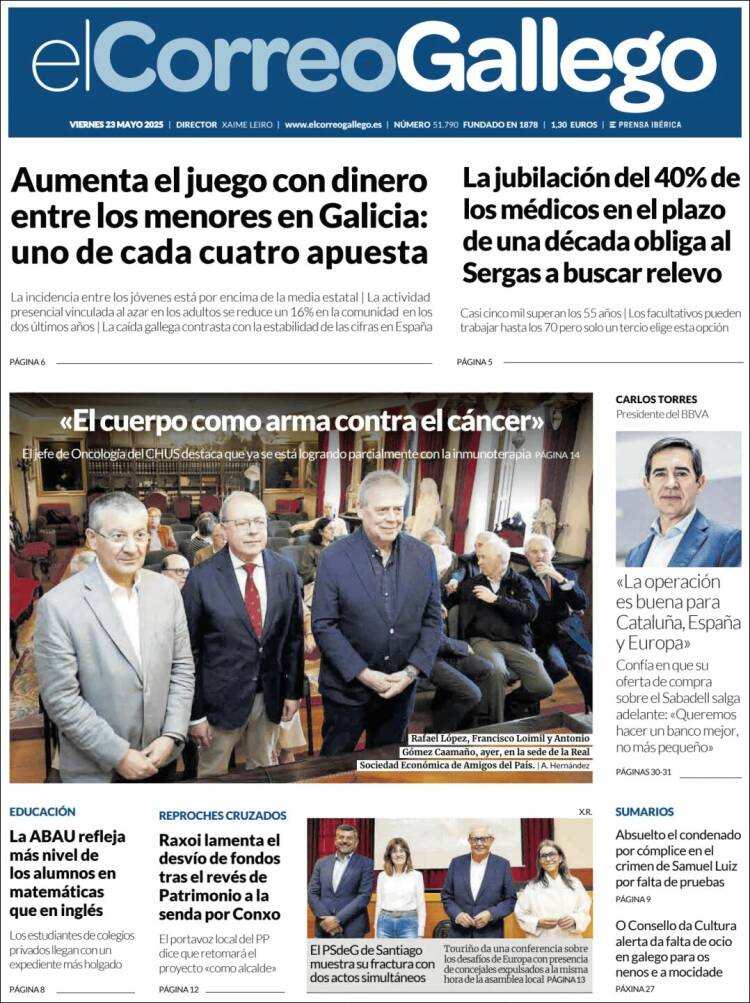 Portada de El Correo Gallego (España)