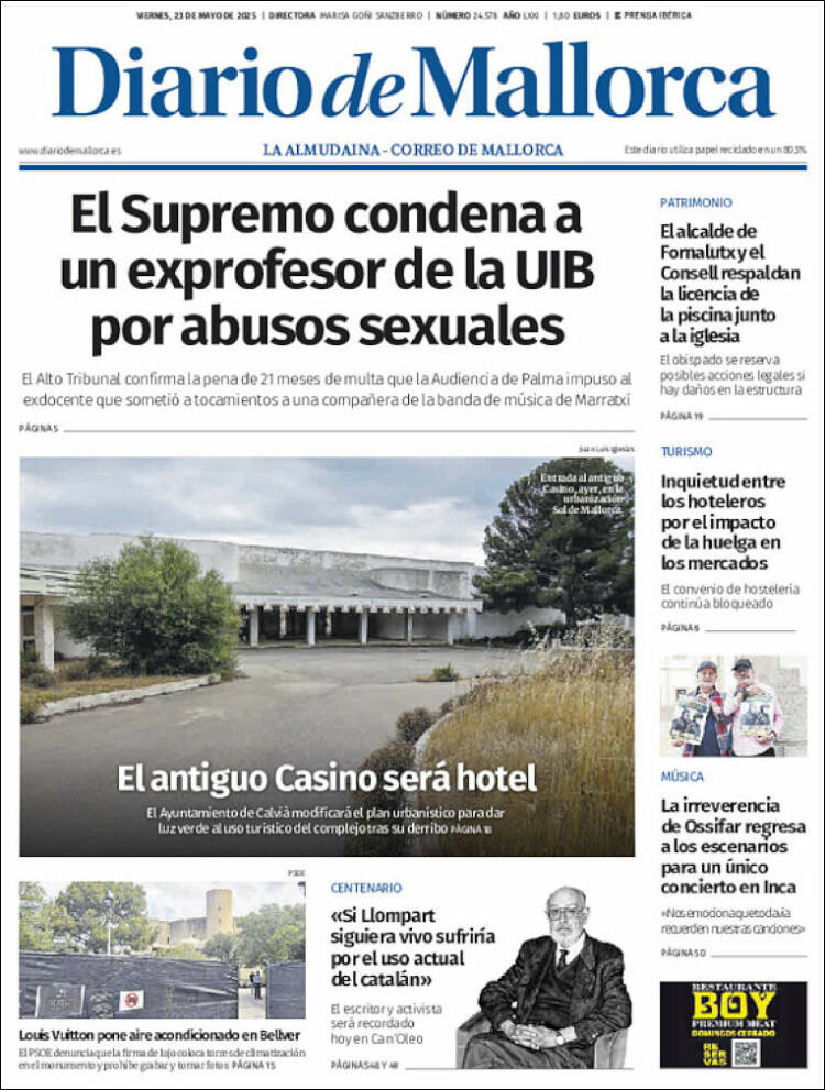 Portada de Diario de Mallorca (Espagne)