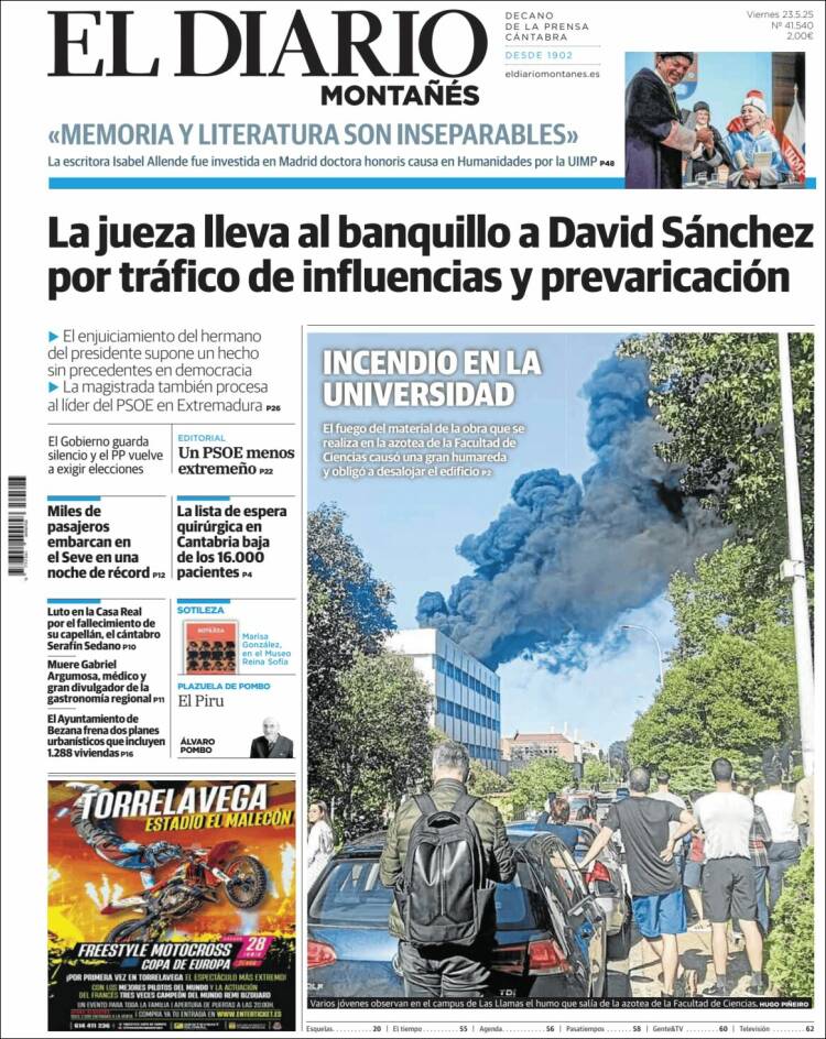 Portada de El Diario Montañés (España)