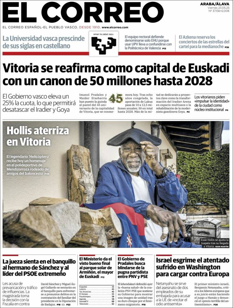 Portada de El Correo - Álava (España)