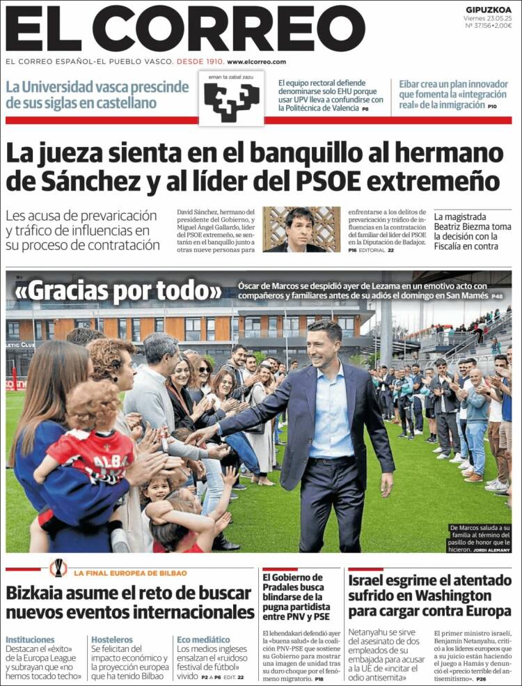 Portada de El Correo - Guipuzcoa (España)