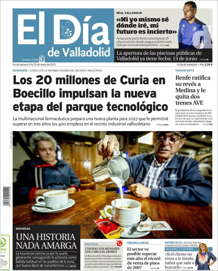 Portada de El Día de Valladolid (España)