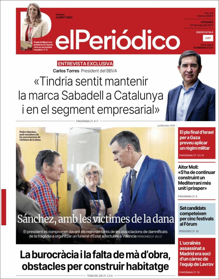 Portada de El Periódico de Catalunya (España)