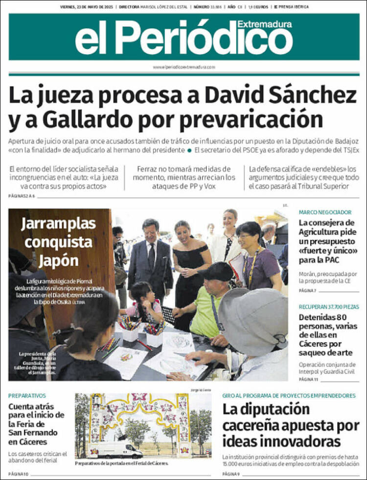 Portada de El Periódico de Extremadura (España)