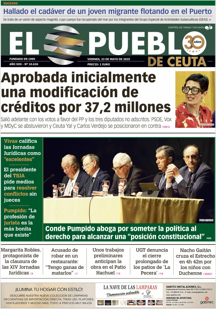 Portada de El Pueblo de Ceuta (España)