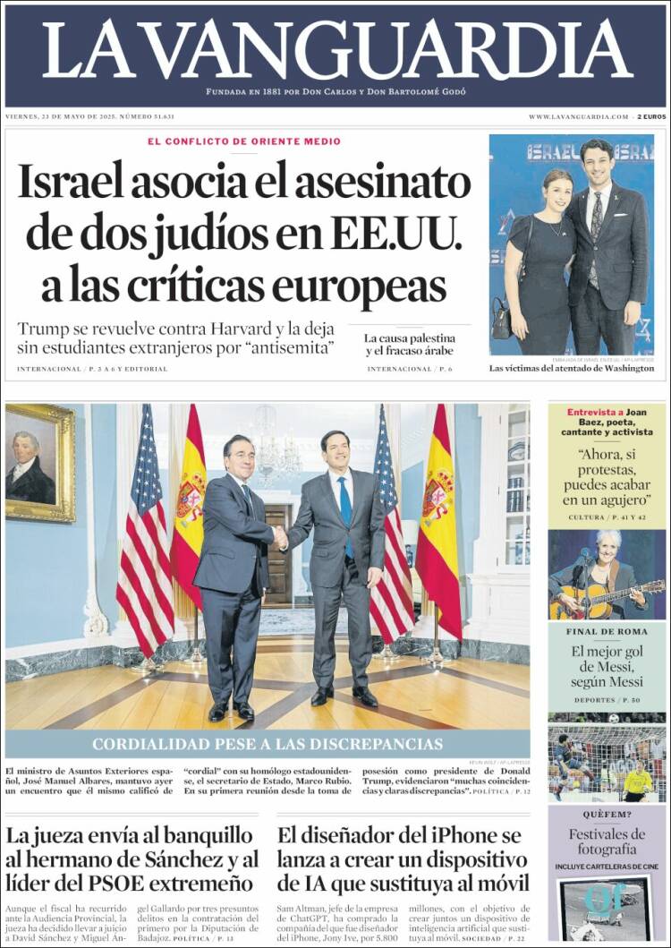 Portada de La Vanguardia (España)