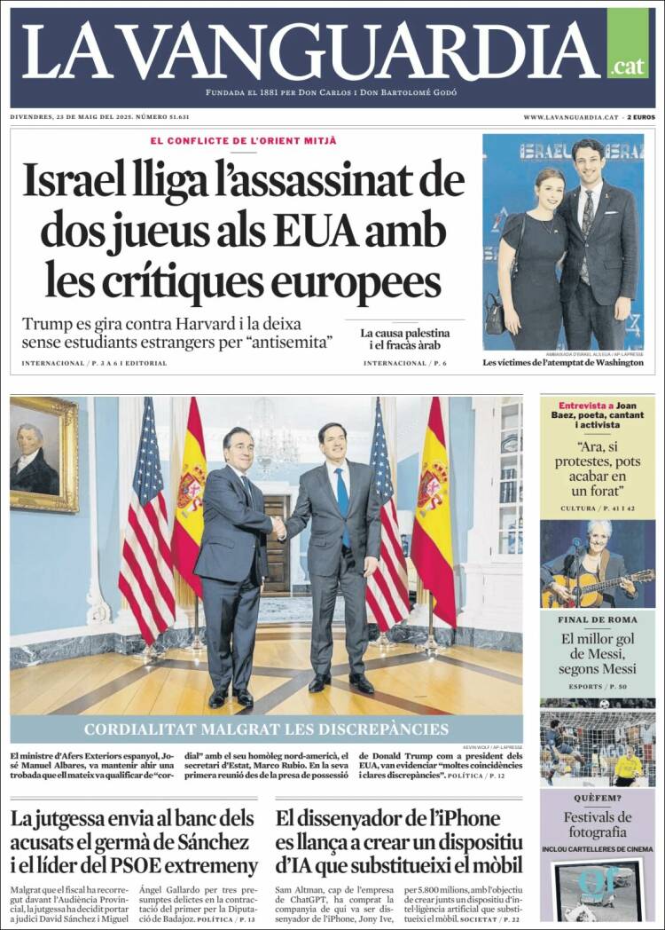 Portada de La Vanguardia (España)