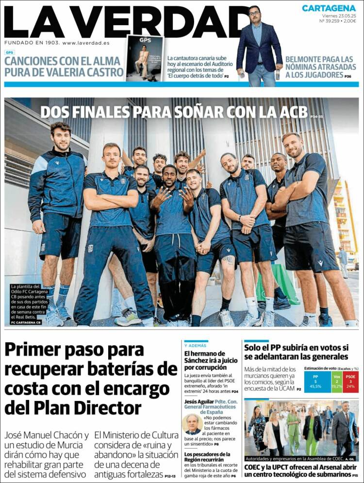 Portada de La Verdad de Cartagena (España)