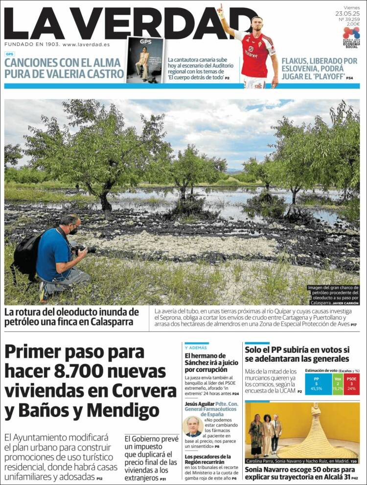 Portada de La Verdad de Murcia (España)