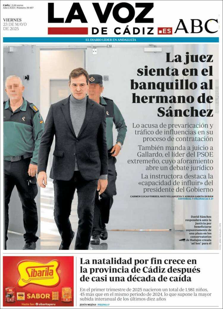 Portada de La Voz de Cádiz (España)