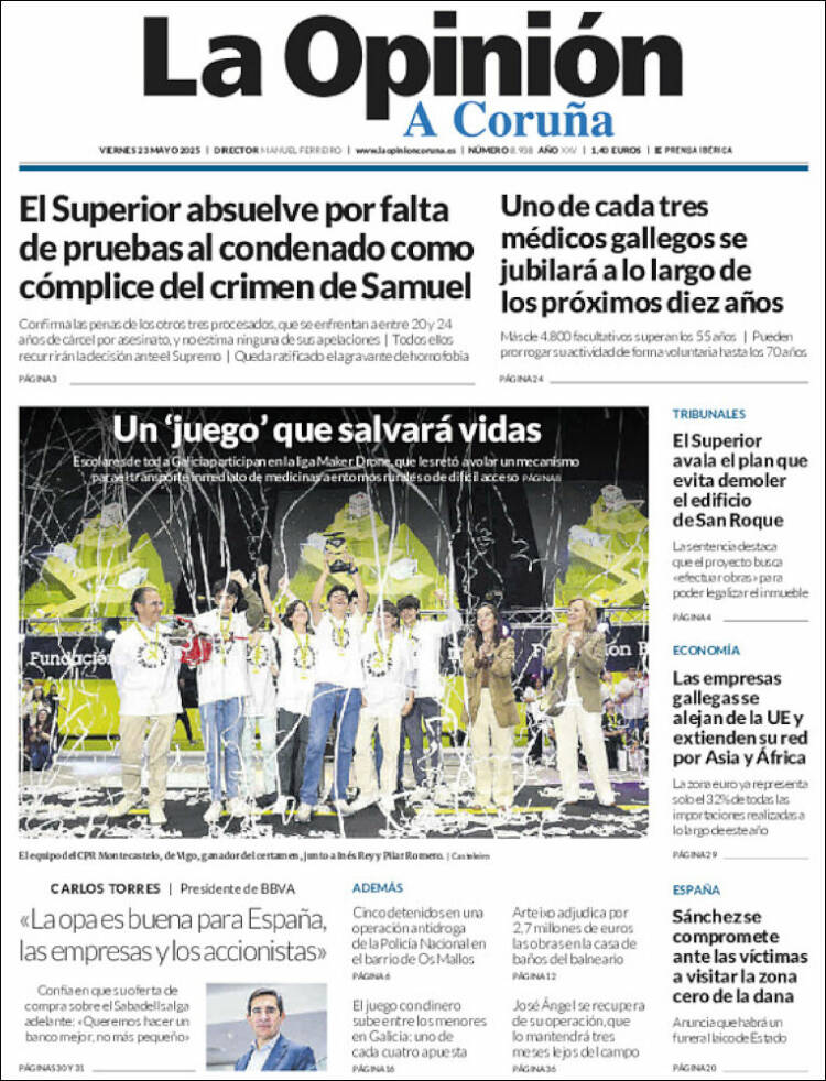 Portada de La Opinión de A Coruña (España)