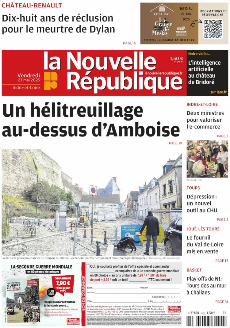 Portada de La Nouvelle Republique (France)