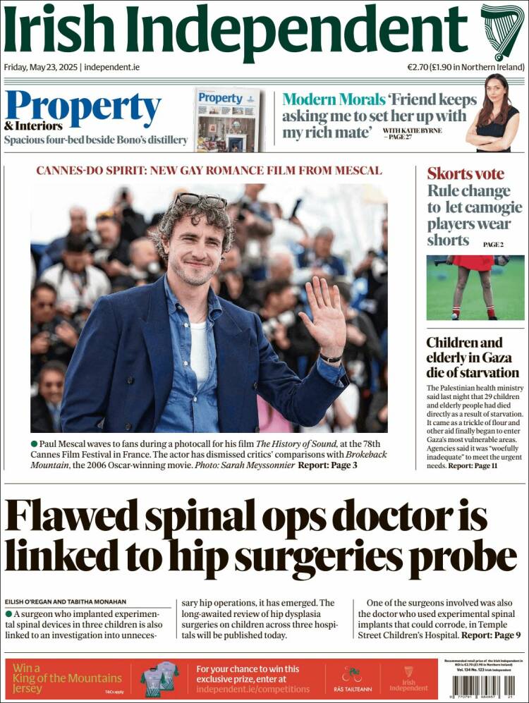 Portada de Irish Independent (Irlande)