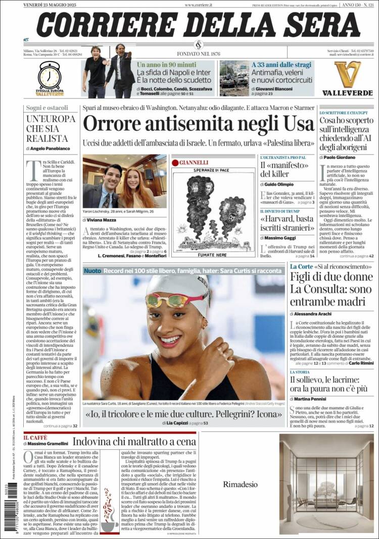 Portada de Corriere della Sera (Italie)